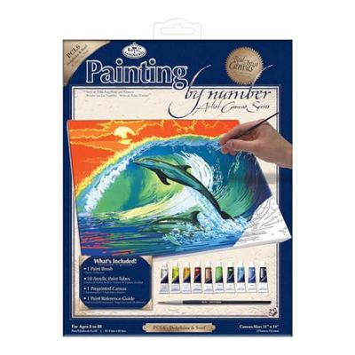 Royal & Langnickel Painting by Numbers Artist Canvas Series Dolphins and Surf Large Designed Painting Set