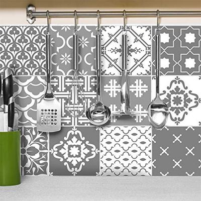 Ambiance-Sticker Stickers adhésifs carrelages scandinaves | Autocollant Carreaux de Ciment - Mosaïque carrelage Mural Salle de Bain et Cuisine - 15x15cm - 12 pièces