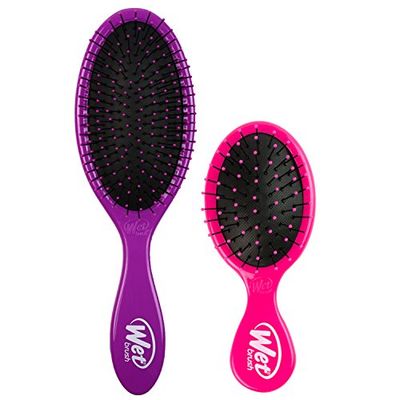 Wet Brush Combo de cepillo para desenredar y chorrear el cabello, color morado y rosa