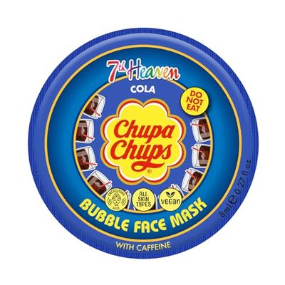 7th Heaven x Chupa Chups Bubble Face Mask (Cola) Energy Boosting Peel Off Face Mask with Caffeine, Vegan - Genuine 7th Heaven Face Masks Skincare
