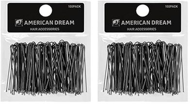 American Dream Straight Hair Pins, Black 2-inch/ 5 cm - Pack of 200