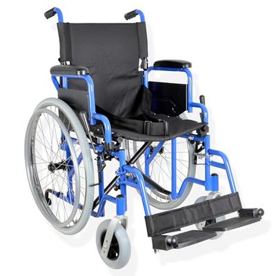 GIMA Silla de ruedas Oxford Plus con bastidor de acero, plegable, ruedas traseras sólidas de PU Ø 61 cm (24") y sistema antivuelco, 51 cm, 43275