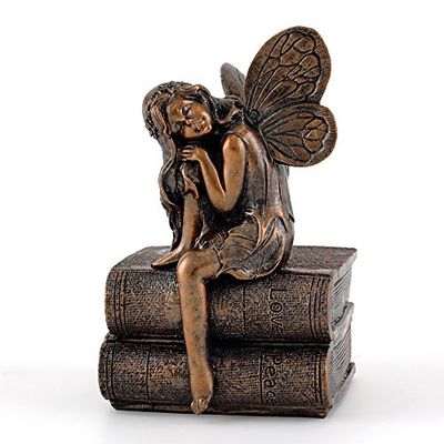 Top Collection 4387 Miniatura jardín y terrario Hada Napping On Libros Estatua, pequeño