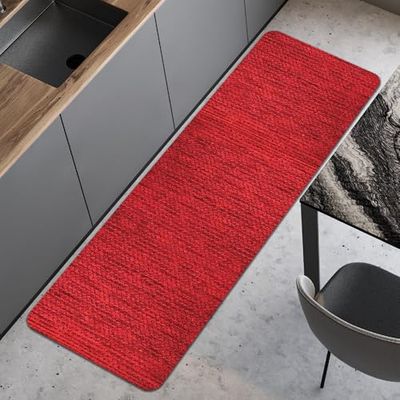 Comart, Alfombra Nancy para Cocina, Pasillo y decoración, Antideslizante, de Chenilla, Borde Antideslizante, Suave, Resistente, Lavable a máquina, Fabricada en Italia, Color Rojo, 50 x 170 cm