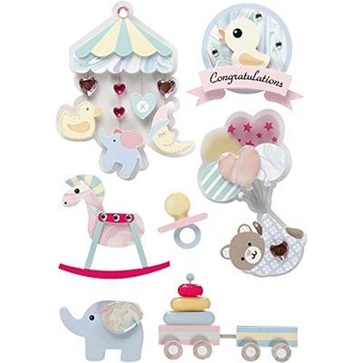 Creativ 3D-stickers, H: 25-70 mm, B: 20-55 mm, baby, 8e, dikte 7 mm