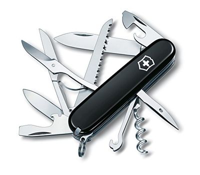 Victorinox, Huntsman, Coltellino Svizzero, Originale, Multiuso, Campeggio, 15 Funzioni, Lama, grande, Cavatappi, Nero