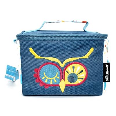LES DÉGLINGOS - Torba izolowana dla niemowląt - Astros Le Owl - Torba na lunch dla dzieci - Bagaż na posiłek - Pasek na ramię - Piknik Smak - Izolacja PEVA - Niebieska L, Niebieski, Torba chłodząca