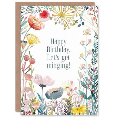 Artery8 Greeting Card Let's Get Minging Drunk Funny Floral Flowers For Her Woman Birthday Card