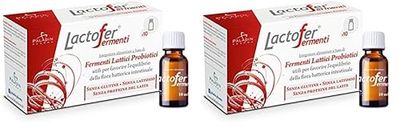 Paladin Pharma Lactofer Integratore Ferment Lattici Probiotici Senza Zucchero - 10 Flaconcini Da 10 Ml, color Rosso, 10 (Confezione da 2)