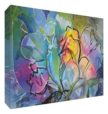 Feel Good Art Original/galerie verpakt doos canvas, het solide front paneel Flower Explosion van kunstenaar Valerie Johnson (30 x 20 x 4 cm, klein)