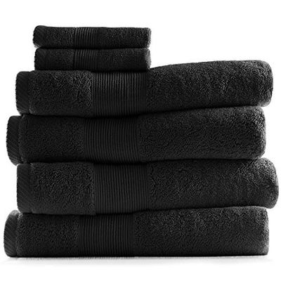 Hearth & Harbor Toallas de baño ultrasuaves y Altamente absorbentes, de algodón, Color Negro, Juego de 6 Piezas