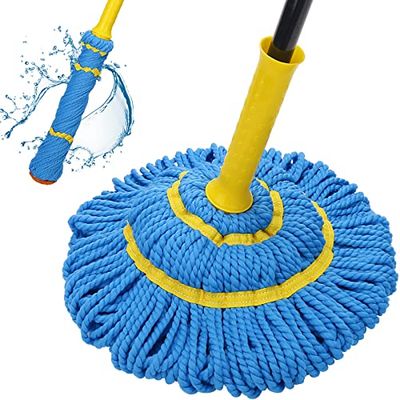 Mocio a torsione autostrizzante per la pulizia dei pavimenti, mocio in microfibra con manico lungo 144,8 cm, facile da strizzare per la pulizia della casa commerciale in legno duro