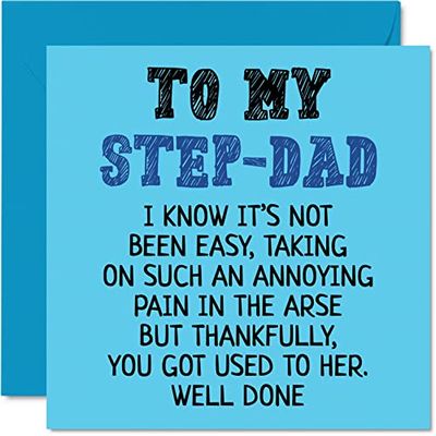 Step Dad Birthday Card - Well Done - Funny Novelty Happy Birthday Father's Day Card from Step-Son Daughter, 145mm Beautiful Greeting Cards for Step Father Dad Daddy Papa