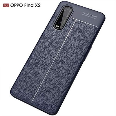 LICHONGGUI For OPPO Encuentra X2 Litchi Textura Caso de TPU Prueba de Golpes (Color : Navy Blue)