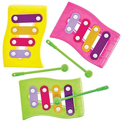Baker Ross FX886 Mini Xylofoons - Pak van 3, Klein Muzikaal Speelgoed voor Kinderfeest Zakjes