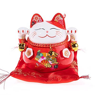 lachineuse Artigos decorativos, porcelana, felicidade Maneki, 13 x 13 x 15 cm