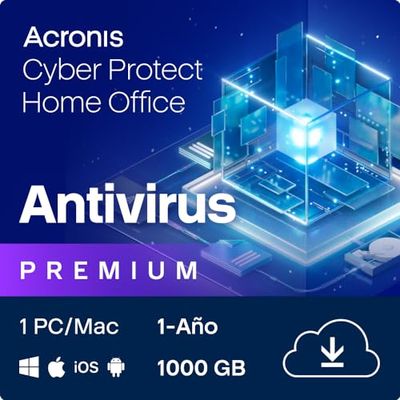 Acronis Cyber Protect Home Office 2023 , 1.000 GB en la nube , 1 PC/Mac , 1 año , Windows/Mac/Android/iOS , Seguridad y copia de seguridad en Internet , Envio por correo electrónico