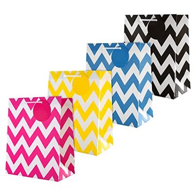 Hallmark Meerdere gelegenheden geschenkzakjesbundel - 4 middelgrote zakken in 1 eigentijds ontwerp (1 roze, 1 geel, 1 blauw en 1 zwart)