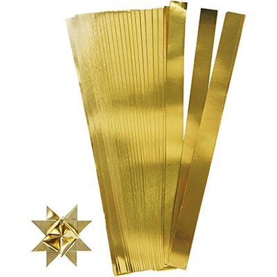 Tiras de papel estrella, ancho: 15 mm, D: 6,5 mm, oro, 100 piezas, L: 45 cm
