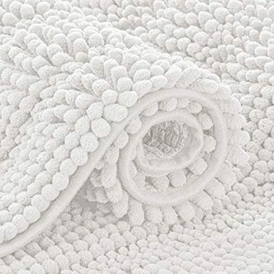 subrtex Alfombra de baño de felpilla a Rayas, Alfombra de baño Suave para baño, Absorbente de Agua, Alfombrilla de Ducha de Secado rápido, Lavable a máquina (Marfil, 20 x 32 Pulgadas)
