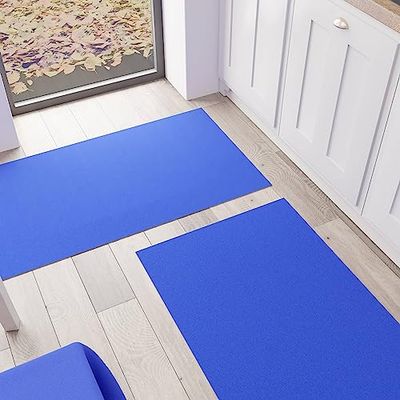 PETTI Artigiani Italiani - Alfombra para cocina, alfombra de cocina, lavable, antideslizante, alfombra para cocina, alfombra para pasillo, cocina, color liso, 52 x 440 cm, azul eléctrico, 100% Made in