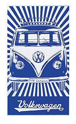 BRISA VW Collection - Volkswagen Beach Bath Sauna Towel in T1 Bus Campervan Design (Samba Stripes/Blue)