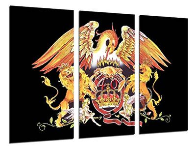 Quadros câmara quadro fotográfico Queen, Freddie Mercury, Brian May, música rock, multicolor, tamanho total: 97 x 62 cm XXL