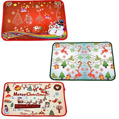 SHATCHI 1 x zerbino natalizio a tema natalizio stampato morbido antiscivolo tappetini per interni ed esterni, decorazioni per feste di Natale