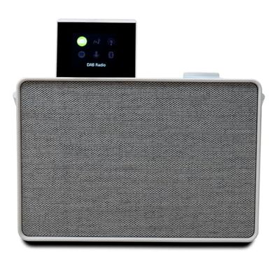 Pure Evoke Play Sistema de música versátil para Interiores y Exteriores (Radio Dab+ /FM, Radio por Internet, podcasts, Spotify Connect, Bluetooth en un Rico Sonido estéreo de 40W), Blanco algodón
