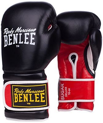 Benlee Leather Boxing Glove Sugar Deluxe luvas de boxe, unissexo, vermelho, branco, preto, 12