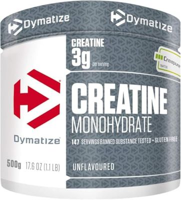 Dymatize Creatine Monohydrate Unflavoured Powder 1x500g - 100% Creapure Creatine - Acide aminé - Créatine