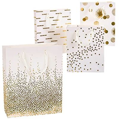 Sacchetto di carta p/regalo oro/bianco 32 x 26 x 10