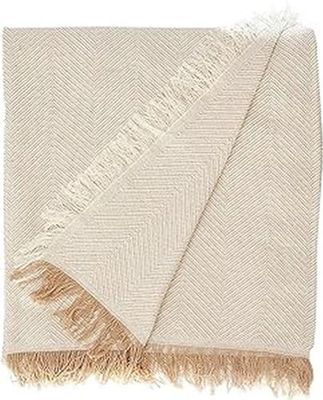 Foulard polyvalent Martina Home Spiga, 80% coton, 20% polyester, brut/beige 260L x 180W