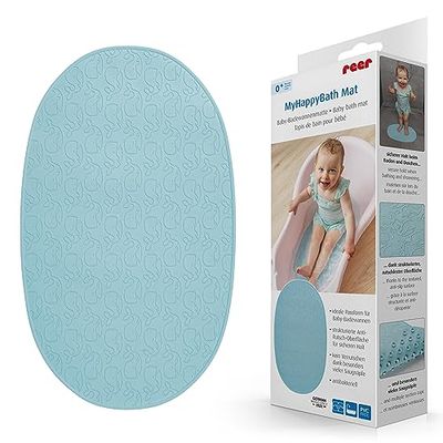 Reer MyHappyBath Mat - Baby badmat, anti-slip oppervlak met walsmotieven, 42 x 25 cm, blauw