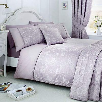 Serene - Jasmine Conjunto de capa de edredão de fácil cuidado, tamanho de cama de casal, roupa de cama Lavanda