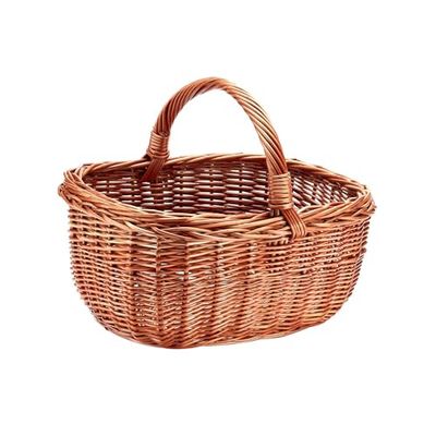 Avilia Cesto di Vimini per Funghi con Manico - Cestino Vimini Porta Legna, Funghi e Castagne, Ideale per Raccolta e Conservazione, 39x34x28 cm