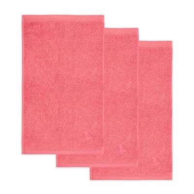 Möve Superwuschel Gastendoekje, 30 x 50 cm, van 100% katoen, koraal, set van 3