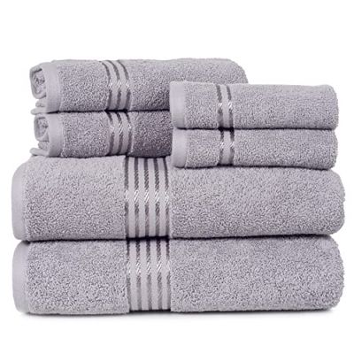 Lavish Home Lot de 6 Serviettes en Coton, argenté, 71,1 x 138,4 x 0,6 cm