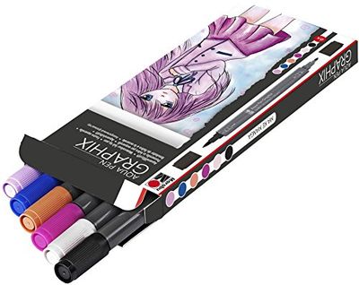 Marabu Make Manga Ensemble de 6 Stylos/Marqueurs de Couleur Aquarelle