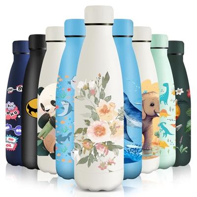 HoneyHolly Stainless Steel Water Bottle, 500 ml, BPA-Free, Thermos Flask, 18/8 Stainless Steel, Children's Water Bottle, Double-Walled Vacuum Insulated, Thermos Flask for School, Outdoor, Camping,