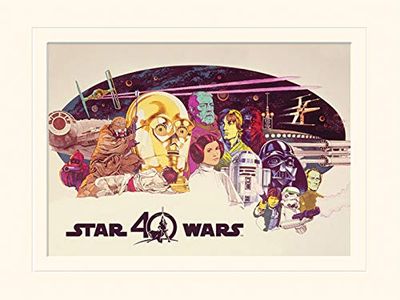 Pyramid International Star Wars 40-årsjubileum (tecken horisontellt) – monterat tryck memorabilia 30 x 40 cm, papper, flerfärgad, 30 x 40 x 1,3 cm