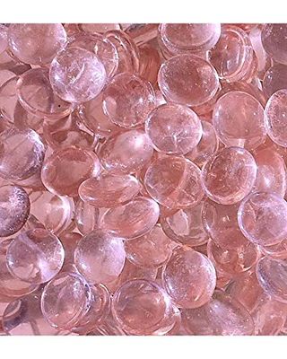 mesbilles - 500 GR Rose Léger Loupe 120 Billes Plates - Galet en Verre 20 mm Cailloux en Verre décoratifs