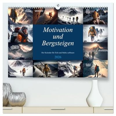 Motivation und Bergsteigen (hochwertiger Premium Wandkalender 2026 DIN A2 quer), Kunstdruck in Hochglanz: Ein beeindruckender Motivationskalender ... mit wirklich tollen Motivationssprüchen