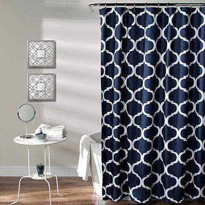 Lush Decor Tenda da Doccia da Bagno con Stampa a Traliccio su Tessuto Morbido, Lavabile e Resistente, 182,9 x 182,9 cm