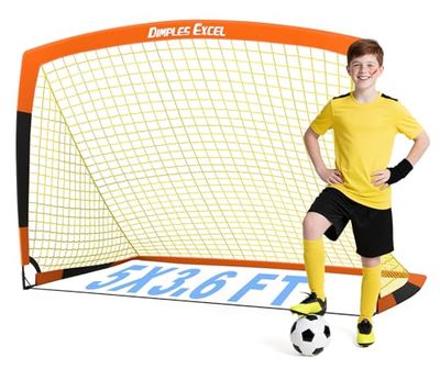 Dimples Excel Voetbaldoel pop-up voetbalnet na voetbaltraining voor kinderen tuin festival cadeau 1 pak (5 '× 3.6', oranje + zwart)