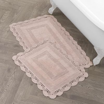Laura Ashley Algodão XL Crochet tapetes tapetes de banho, 53 x 86 cm (Runner)
