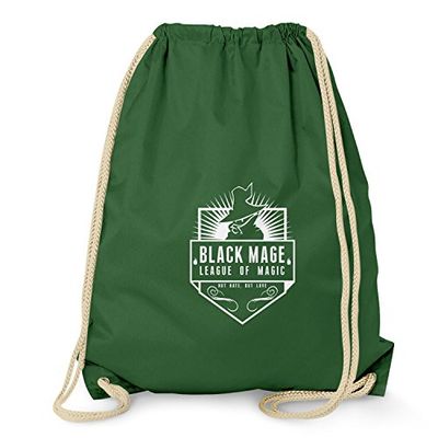 Nerdo Mago Nero Lega di Magia, Borsa da Palestra Unisex-Adulto, Verde Scuro, 38 cm x 42 cm