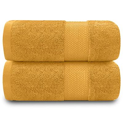GC GAVENO CAVAILIA Soft Bath Towel Set | 2 Pieces Egyptian Cotton Bathroom Towel | 700 GSM Hotel Collection Towels | Water Absorbent Towels Sets, Ochre, 70X125