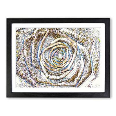 Red Rose Flower No.10 Modern BG Framed Wall Art Print, Ready to Hang Picture for Living Room Bedroom Home Office Décor, Black A4 (34 x 25 cm)