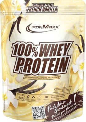 100% Whey Protein Powder 500g French Vanilla - Delicious high-Protein Shake, 37g Protein per Serving, Power Drink for Intense Workout, with BCAAs and EAAs